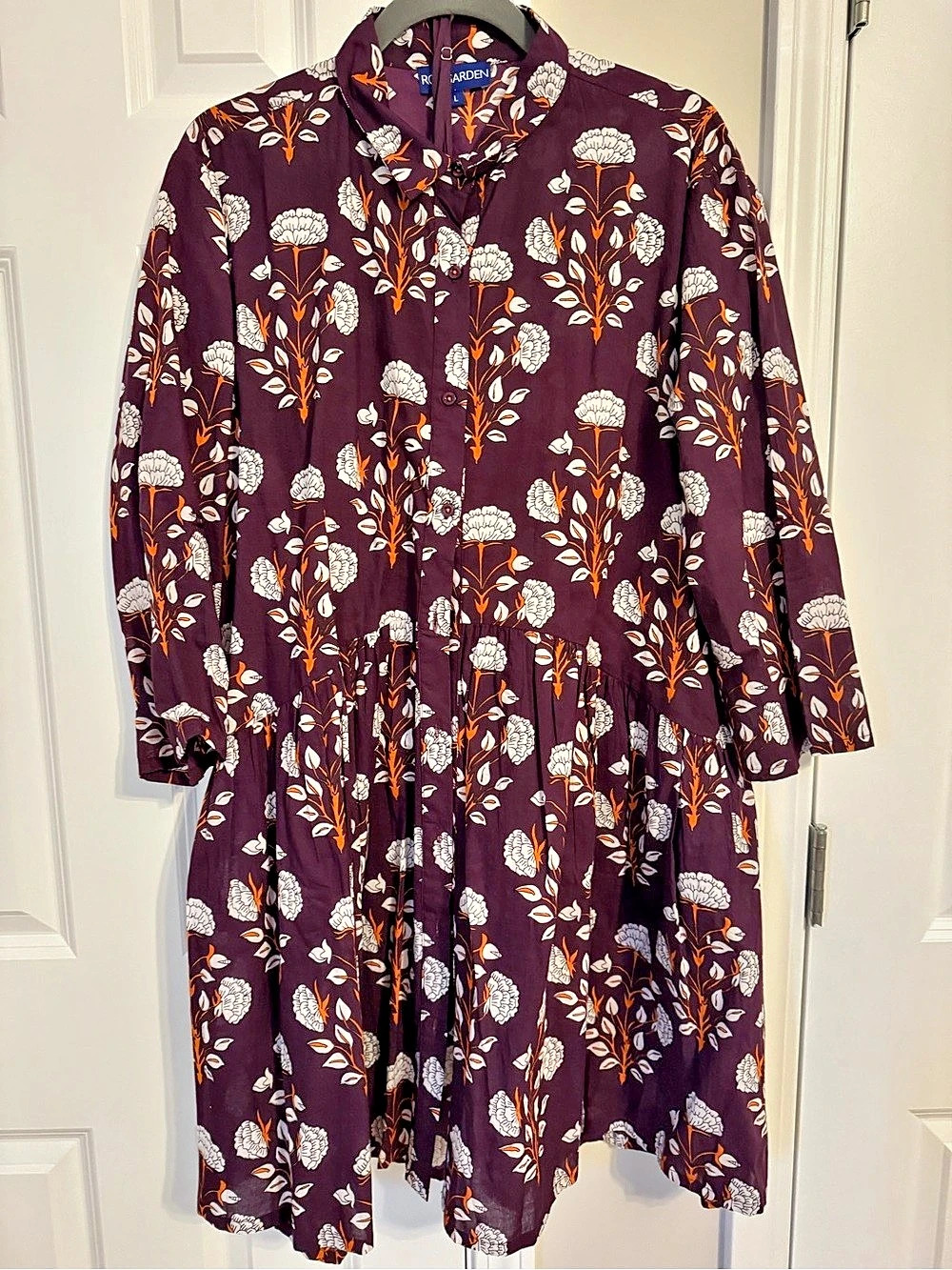 RO'S GARDEN Floral Mini Dress Purple & Orange Large